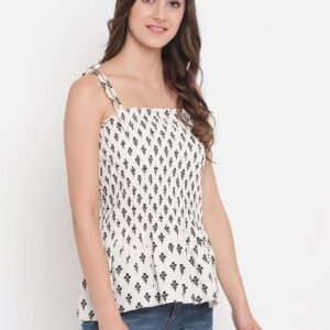 Women's Rayon Printed Casual Summer Style Tie Shoulder Straps Free Size Tank Top ( Multi14)