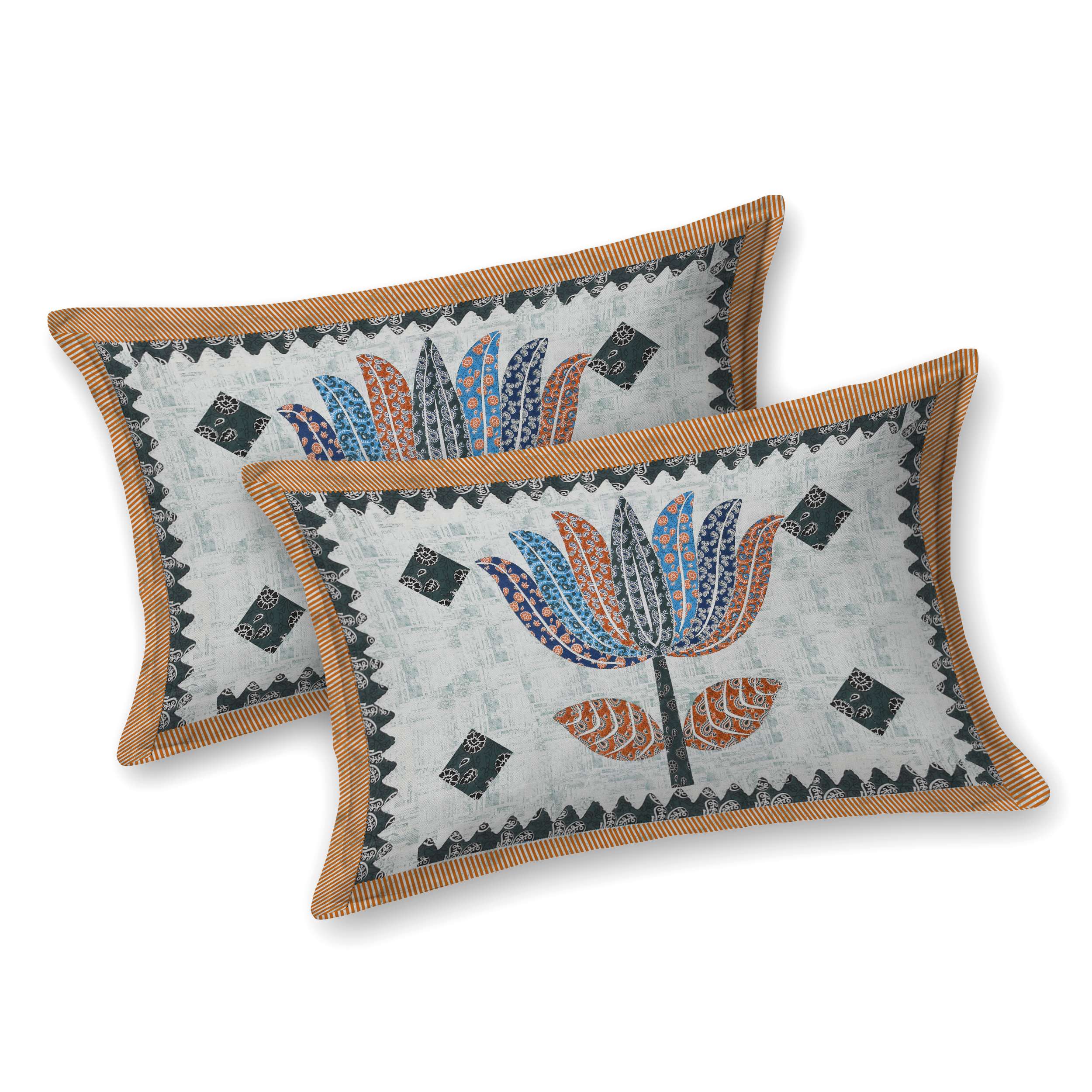 Rajasthani Traditionally Printed Cotton Doublebed Bedsheet With Pack of 2 Pillow Covers - Image 2